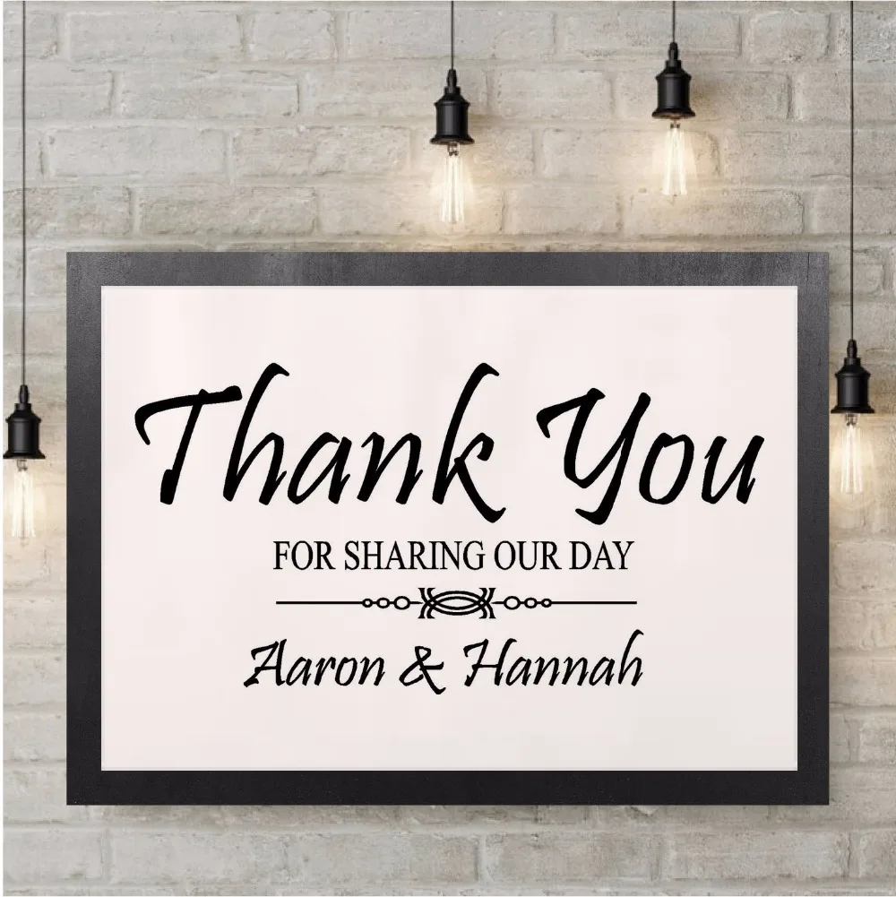 

Custom Names Wedding Decoration Thank You For Sharing Our Day Lettering Vinyl Wall Decal Personalized Names Wall Sticker AY1480