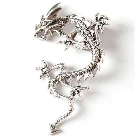 2014 Популярные готические винтажные мужские серьги каффы с драконом в стиле панк