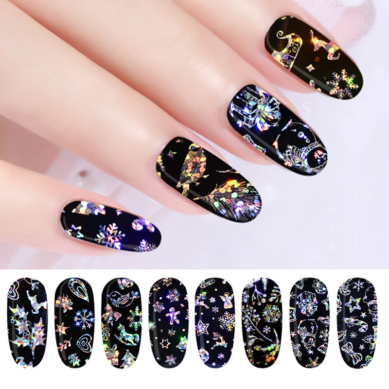 4 шт./компл. наклейки для ногтей мультидизайн переводные черные голографические