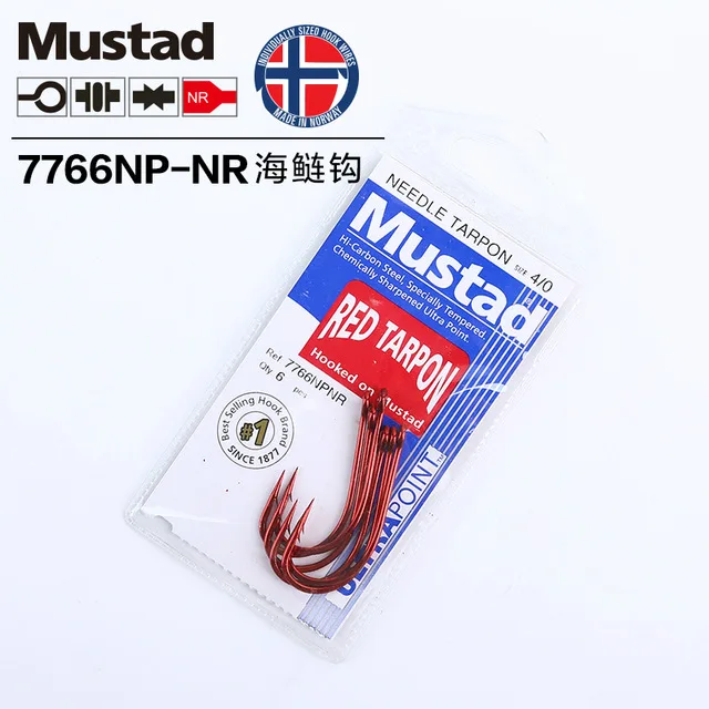 1 упаковка Mustad рыбалка крючки станок и 7766NP-NR Красный Тарпон крови-крючок