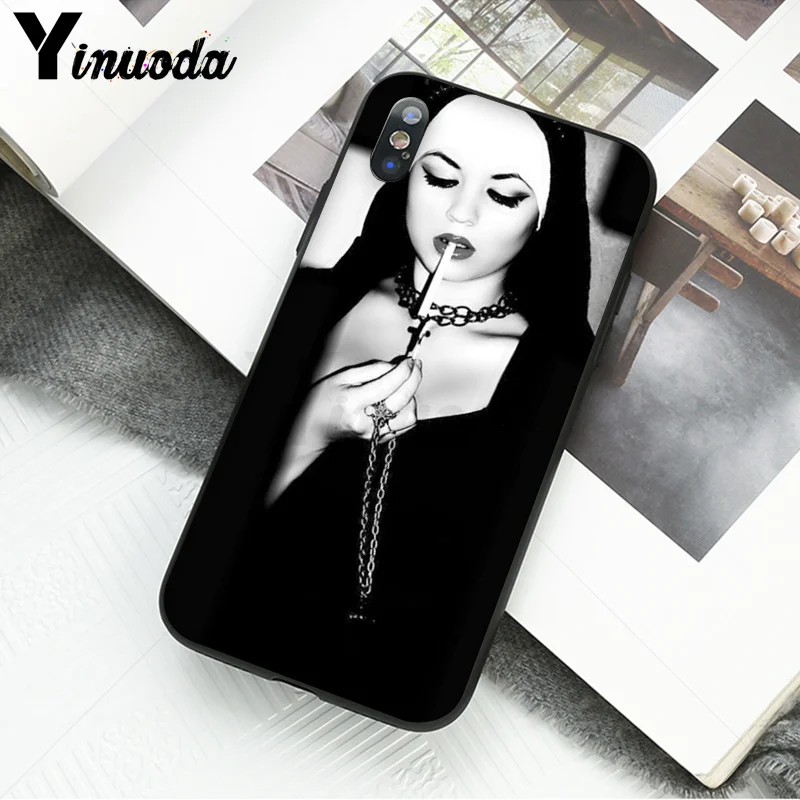 Yinuoda Sister nun TPU Мягкий силиконовый черный чехол для телефона для Apple iPhone 8 7 6 6S Plus X XS MAX 5 5S SE XR Чехол для мобильного телефона