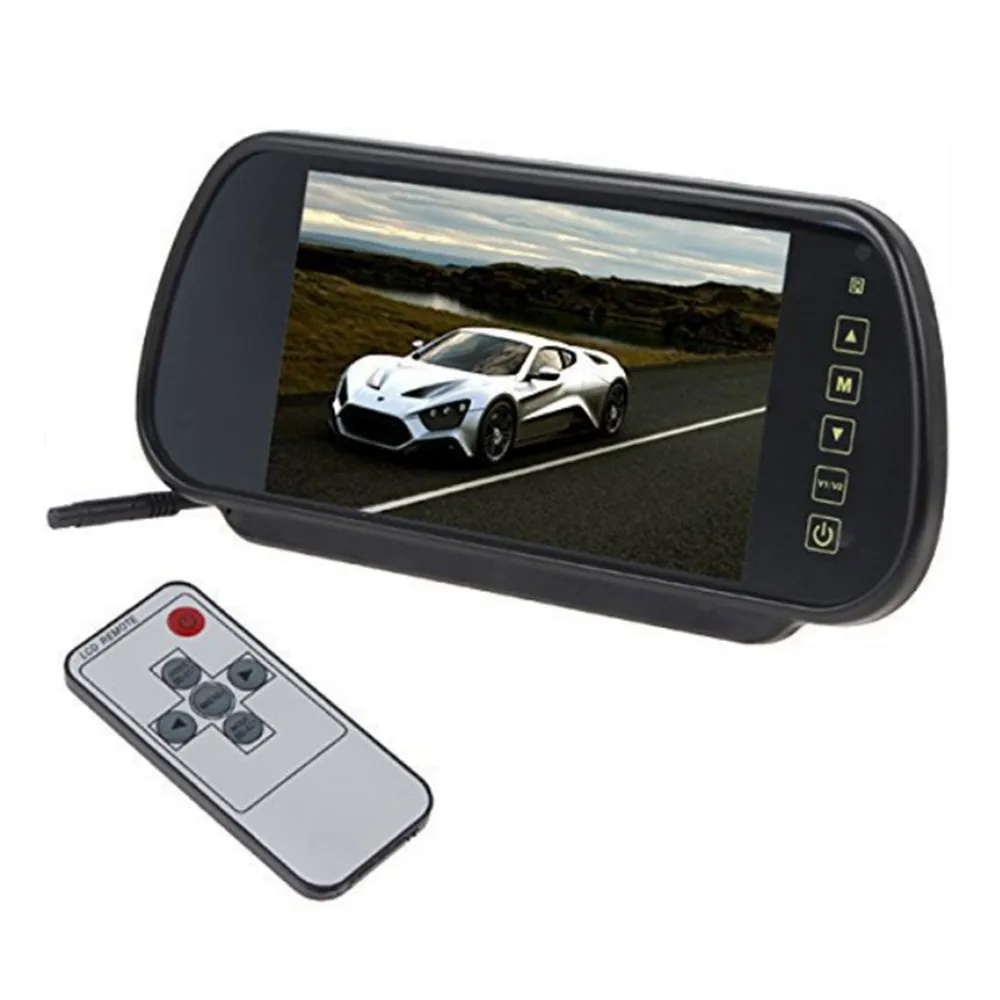 Автомобильный монитор " TFT lcd экран зеркало заднего вида монитор помощь при парковке 2 AV вход пульт дистанционного управления, камера заднего вида опционально