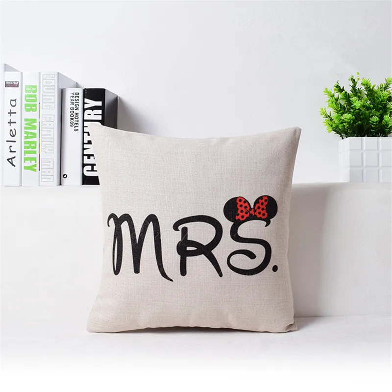 Наволочка с принтом Микки из мультфильма домашний декор Mr& Mrs декоративный комплект наволочек Decorativos Para наволочка для дивана