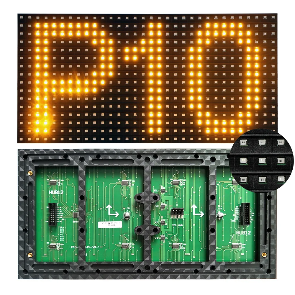 Полууличный светодиодный дисплей 320x160 мм панель P10 желтого цвета Одноцветный