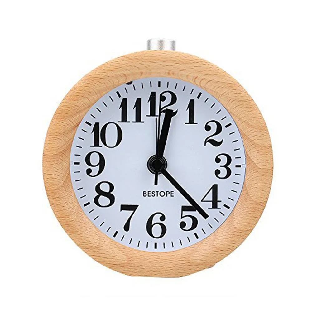 Горячая Распродажа маленькие часы будильник с ночным светом дерево классические