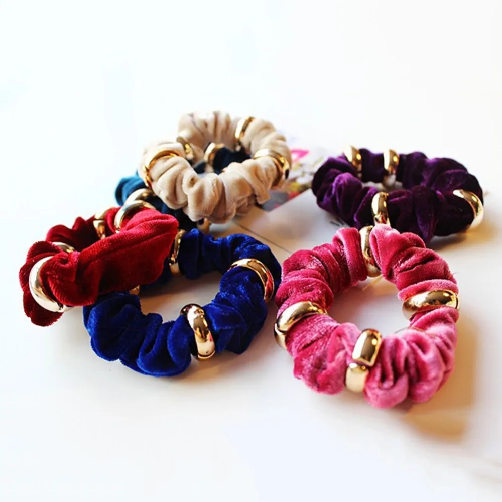 

5pcs/Lot Multi Colors Velvet Elastic Hair Bands Ropes Ponytail Holder Scrunchies Tie Hair Rubber Bands For Women Girls