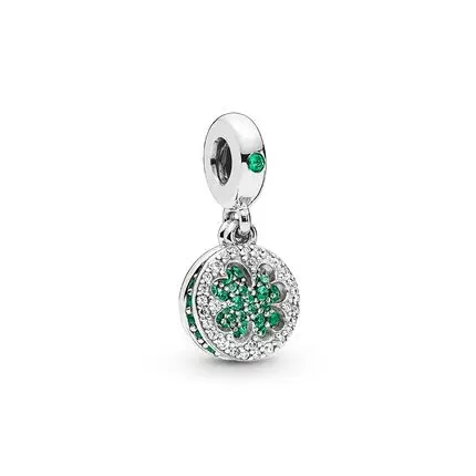 Four-leaf clover Красочная эмаль 925 стерлингового серебра Клевер CZ красота робот девушка для ювелирные изделия, подвески для оригинальной Подвески Pandora Браслеты - Цвет: Four-leaf clover