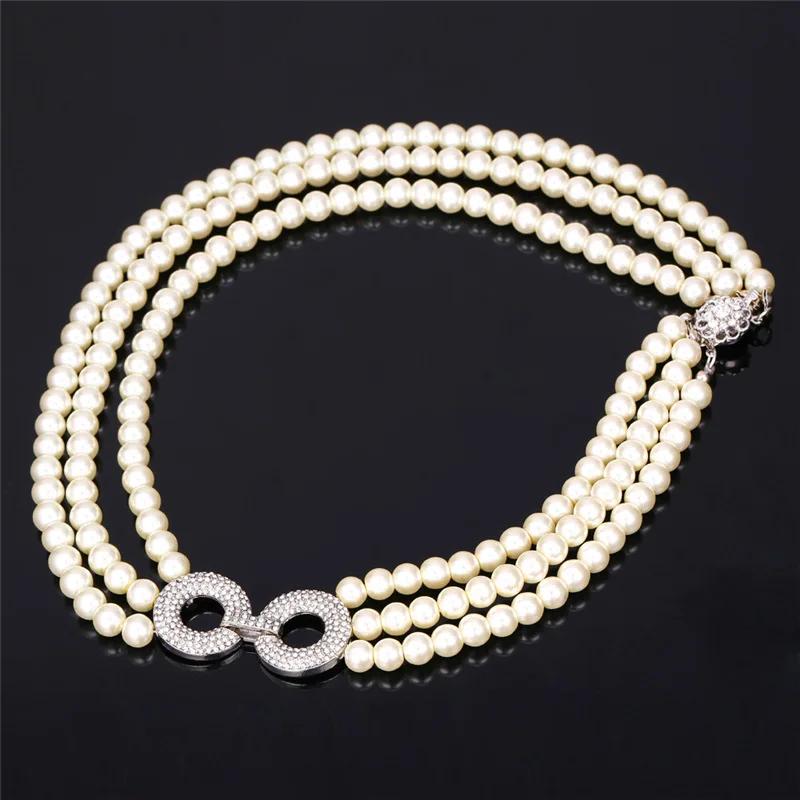 Жемчужные ювелирные изделия многослойное ожерелье белое Стразы модные