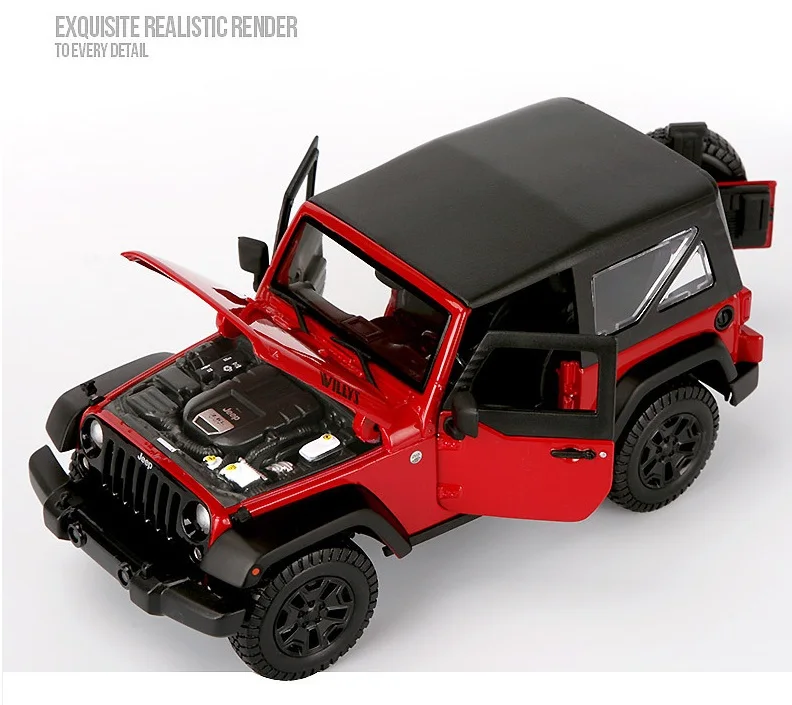 1/18 масштаб красный Jeep Wrangler Willys литая модель автомобиля внедорожная модель дорожного транспортного средства игрушки для детей подарки коллекции