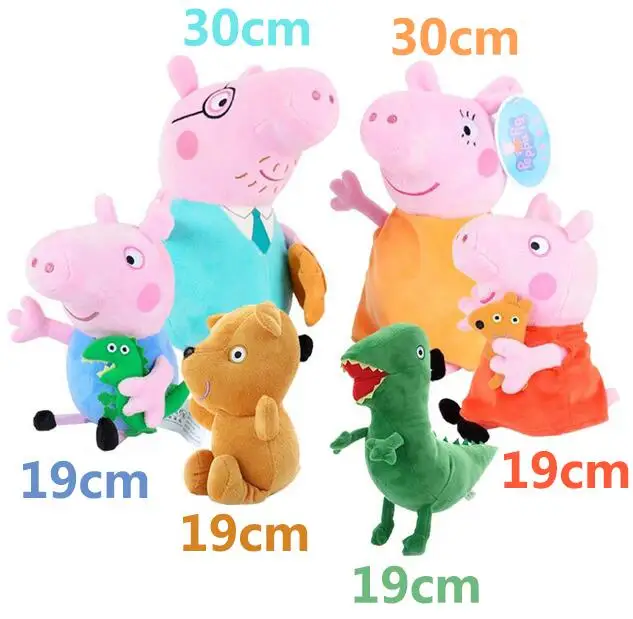 30cm DadMom19cmPGKX Подлинный Свинка Пеппа Семья Плюшевые игрушки Свинка Пеппа Джордж Семейные игрушки для детей куклы для хобби и мягкие плюшевые игрушки подарки на год - Цвет: 30cm DadMom19cmPGKX