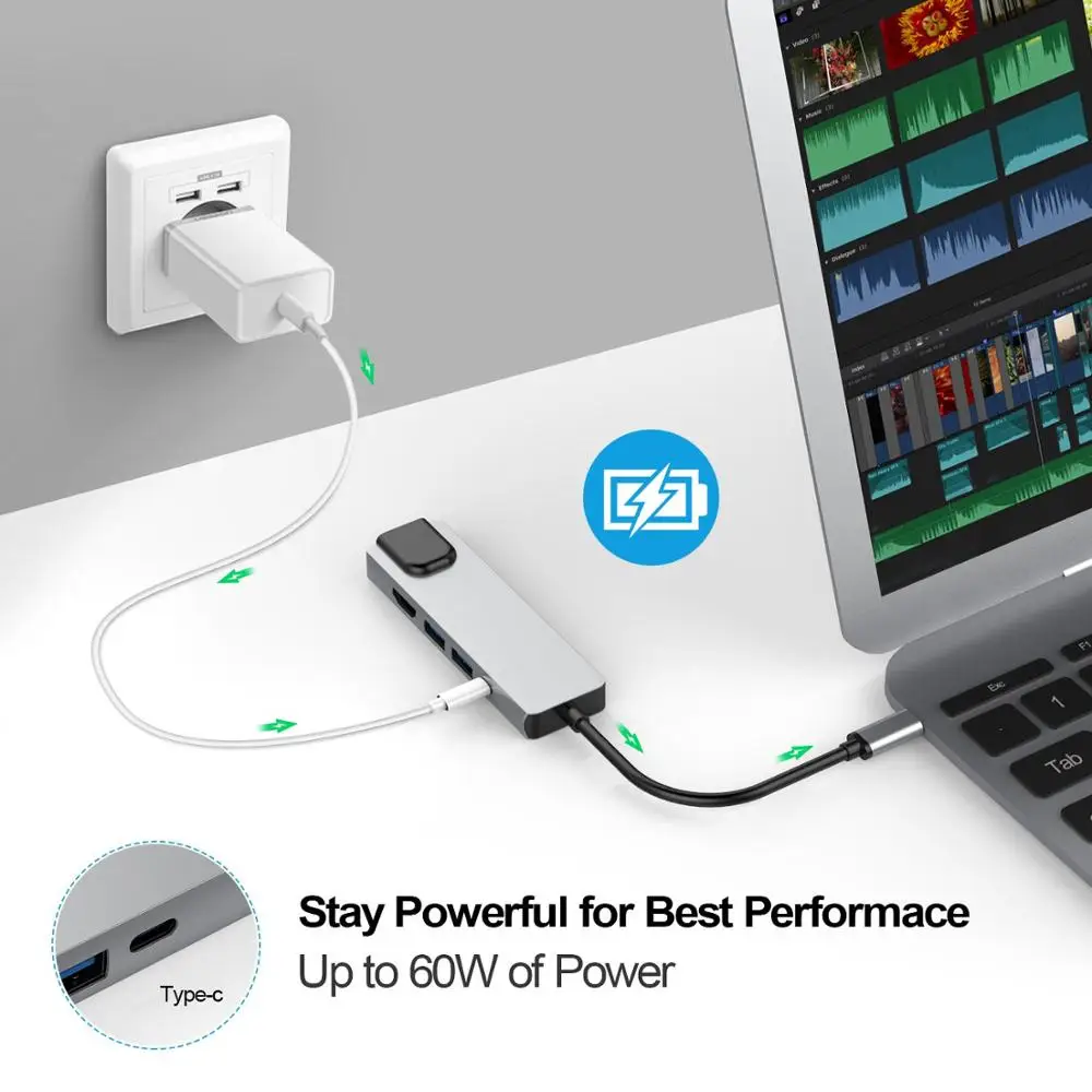 Концентратор USB Type C Hdmi с поддержкой 4K концентратор до Gigabit Ethernet Rj45 сетевой адаптер
