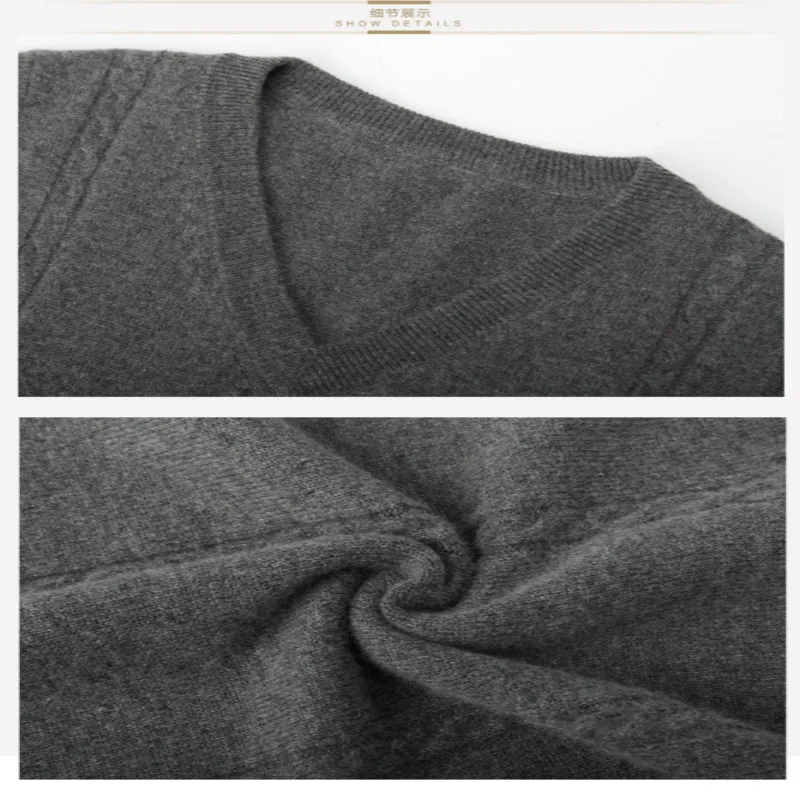 Кашемировый свитер мужской зимний жилет с v образным вырезом Модный молодежный