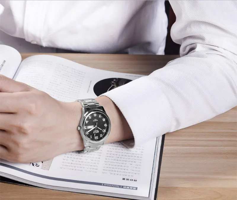 Топ люксовый бренд мужские's часы Дата День нержавеющая сталь Relojes светящиеся часы мужские повседневные кварцевые часы спортивные наручные часы