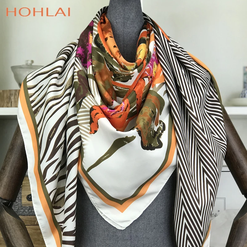 Роскошный брендовый Летний Новый саржевый шелковый шарф с цветочным принтом