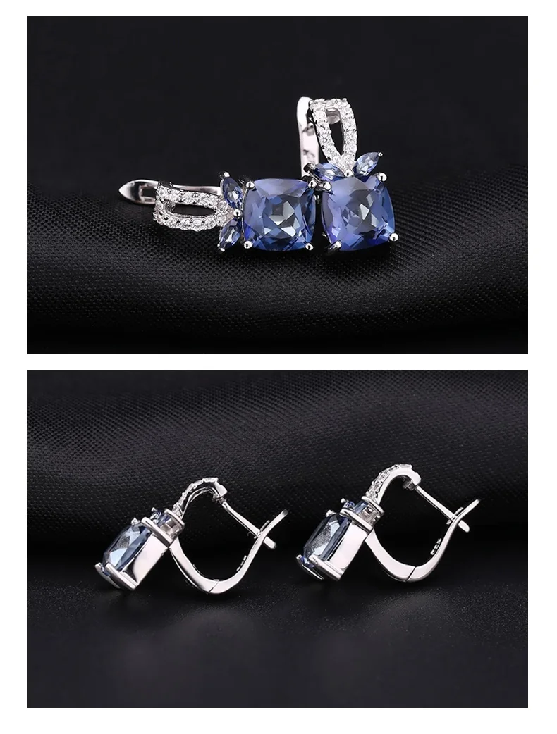 GEM'S BALLET 4.4Ct иолит синий мистический кварцевый камень серьги 925 пробы серебряные клипсы для женщин хорошее ювелирное изделие