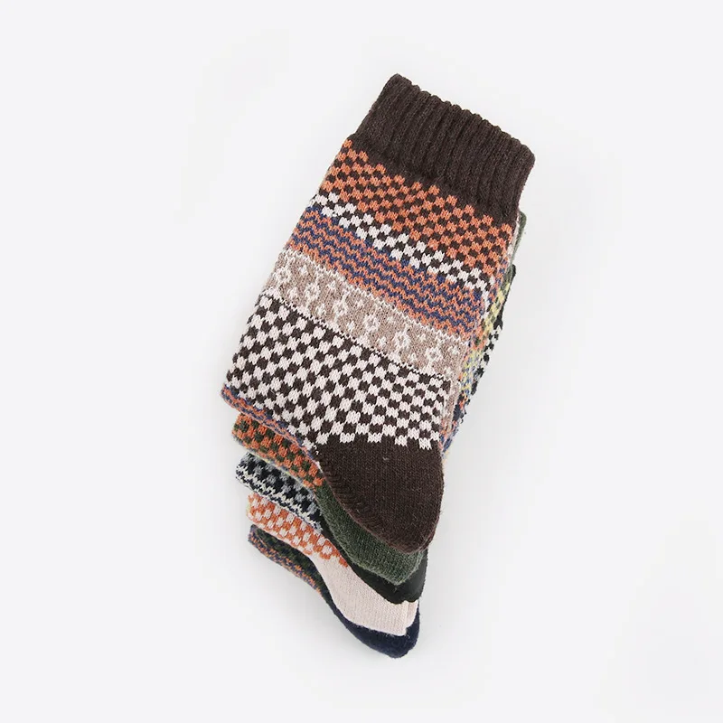 

Men's Fashion Funny Colorful Socks Winter Thick Warm Vintage Stripe Wool Socks Casual Business Male Crew Socks High Quality