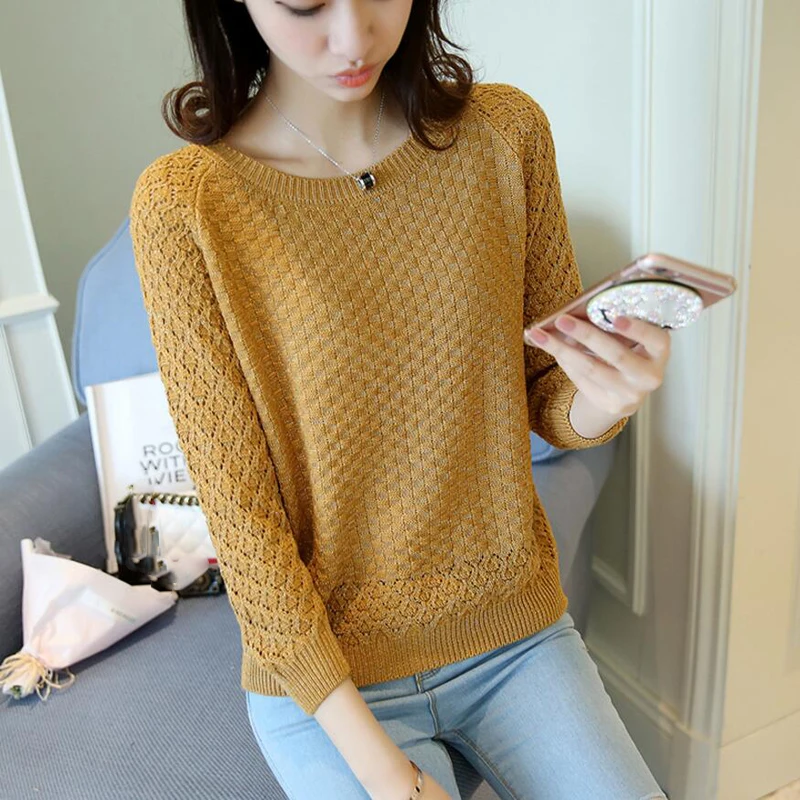 Женский свитер свободного покроя повседневный вязаный пуловер джемпер для осени