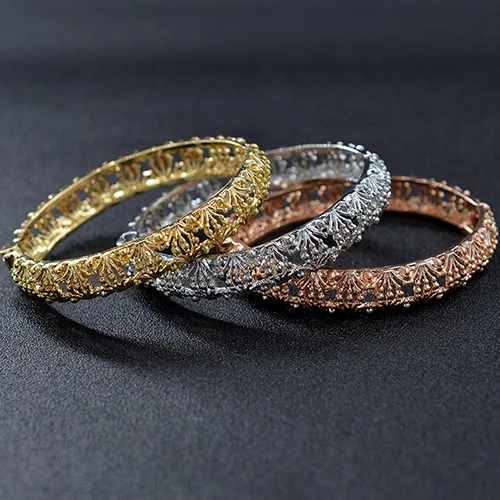 Bangle Set Sunny Jewelry, модное ювелирное изделие,, браслеты-манжеты, браслеты для женщин, Дубай, высокое качество, цветок, полые, вечерние, свадебный подарок - Окраска металла: Bangle Set
