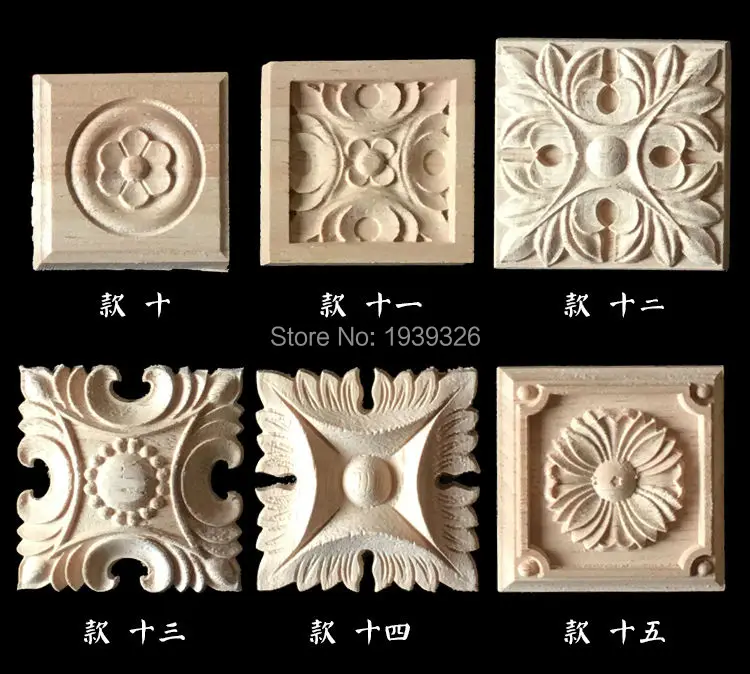 Новинка 2 шт. Цветочная резьба по дереву натуральная древесина аппликации для