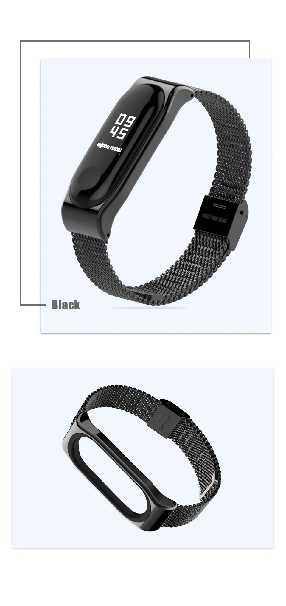 Mijobs Mi Band 4 Wrist Strap Metal Milanese Stainless Steel For Xiaomi Mi Band 4 Strap Bracelet Miband 3 Wristbands Mi Band 3