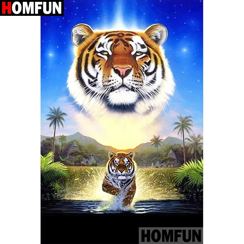 Алмазная живопись HOMFUN Тигр алмазная вышивка 5D сделай сам с полными