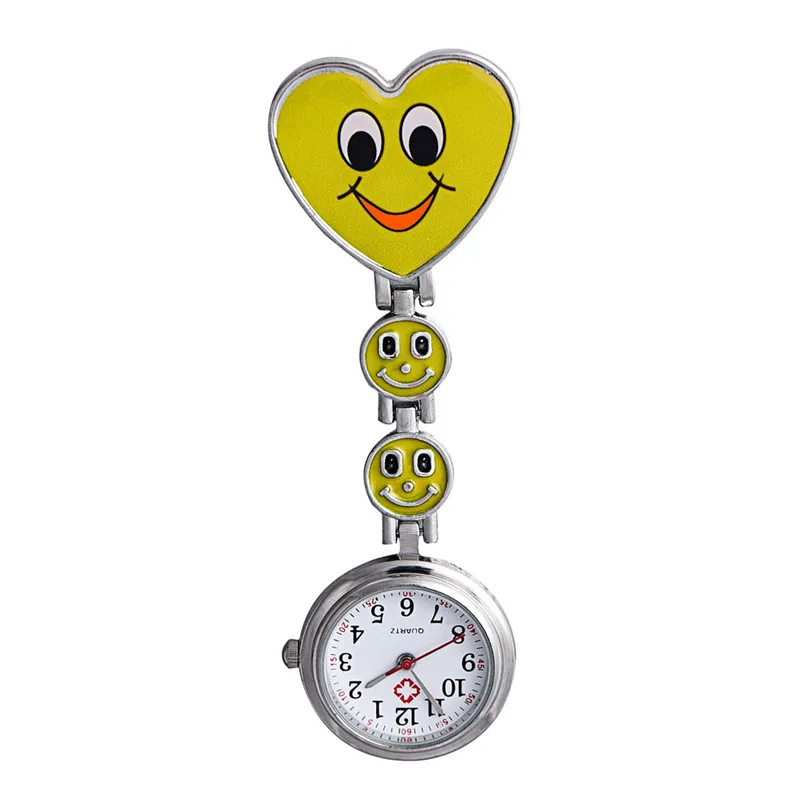 Модные женские часы Роскошные улыбающееся лицо Сердце клип-на кулон Медсестры