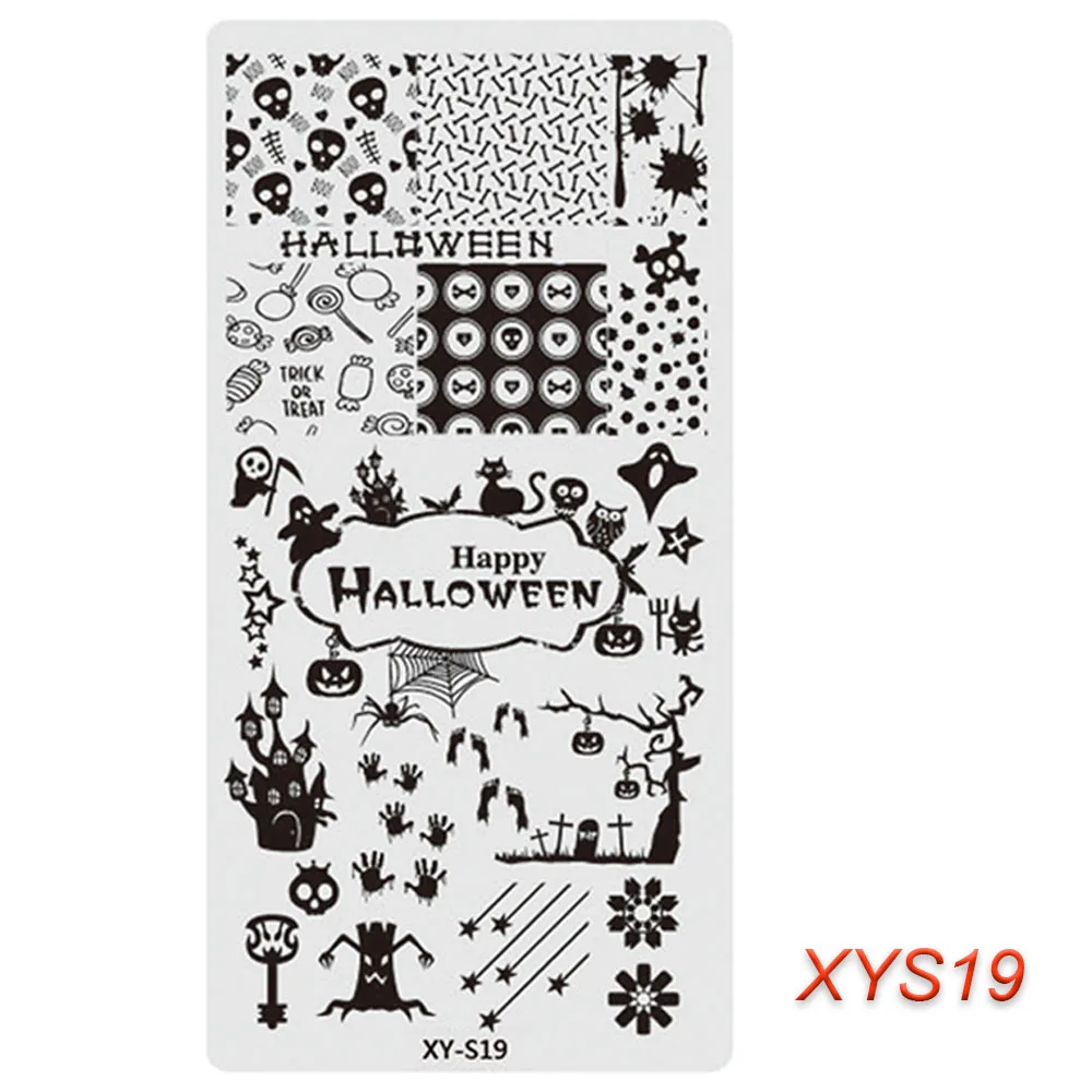 1pcs Halloween Nail Stamping Templates Spider Skull Image Plates For Nails Fashion Manicure Decorations Tools TRXYS/XYE|Шаблоны для