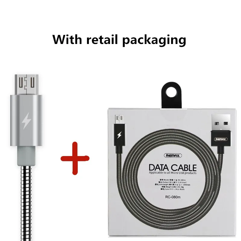 Silver retail packag Remax металлический пружинный Micro type-c USB кабель для синхронизации данных 2.1A двусторонний зарядный кабель для быстрой зарядки iphone samsung - Цвет: Silver retail packag
