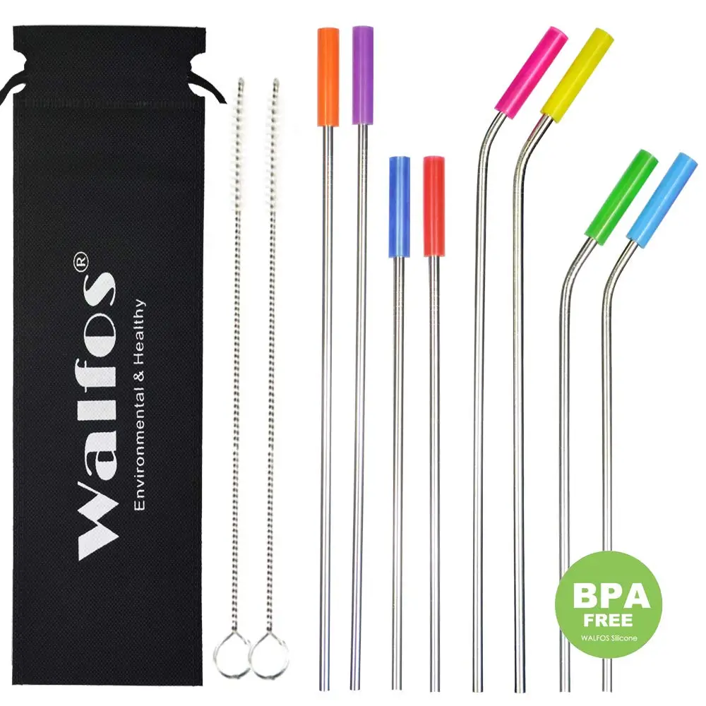 WALFOS многоразовые металлические соломинки из нержавеющей стали 304 11 штук прямые