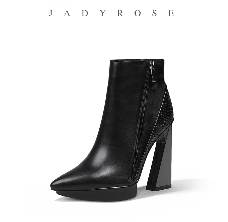 Jady/пикантные черные женские ботильоны с острым носком; туфли-лодочки на платформе; женские короткие ботиночки; необычная женская обувь на высоком каблуке 11 см