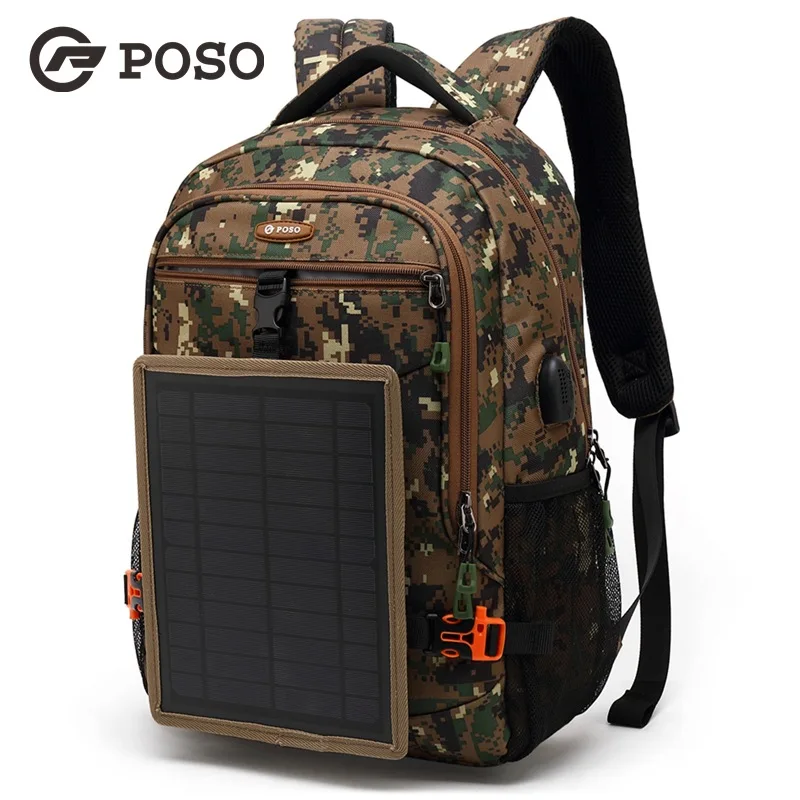 POSO новый модный 15 6-дюймовый USB рюкзак разборная Солнечная зарядка сумка для
