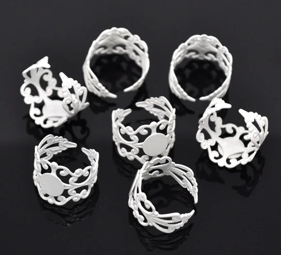 DoreenBeads медные Регулируемые кольца круглые белые настройки кабошона (подходит для