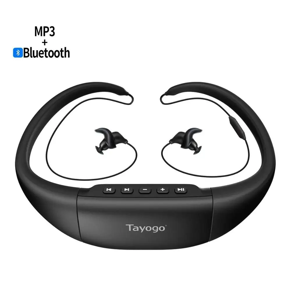 Tayogo беспроводной Bluetooth водонепроницаемый MP3 музыкальный плеер наушники Спорт Плавание HIFI mp3 с FM bluetooth шагомер для плавания - Цвет: Black with bluetooth