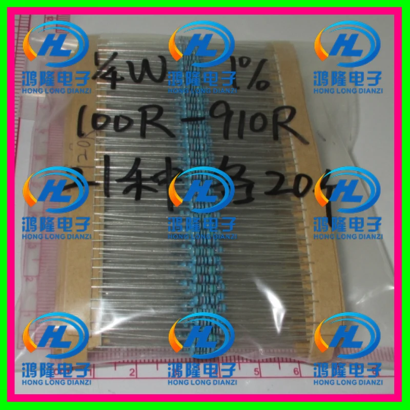 

1/4W 21valuesX20pcs total 420pcs Metal Film Resistor Kit 100R~910R Resistor Pack 0.25W 1% samples psck Assorted Kit