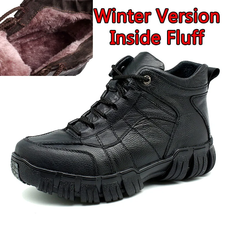 Winter Black SURGUT/осенне-зимние ботинки; мужские Ботильоны; теплая зимняя обувь; мужские ботинки; Мужская обувь; однотонная повседневная кожаная мужская обувь на шнуровке - Цвет: Winter Black