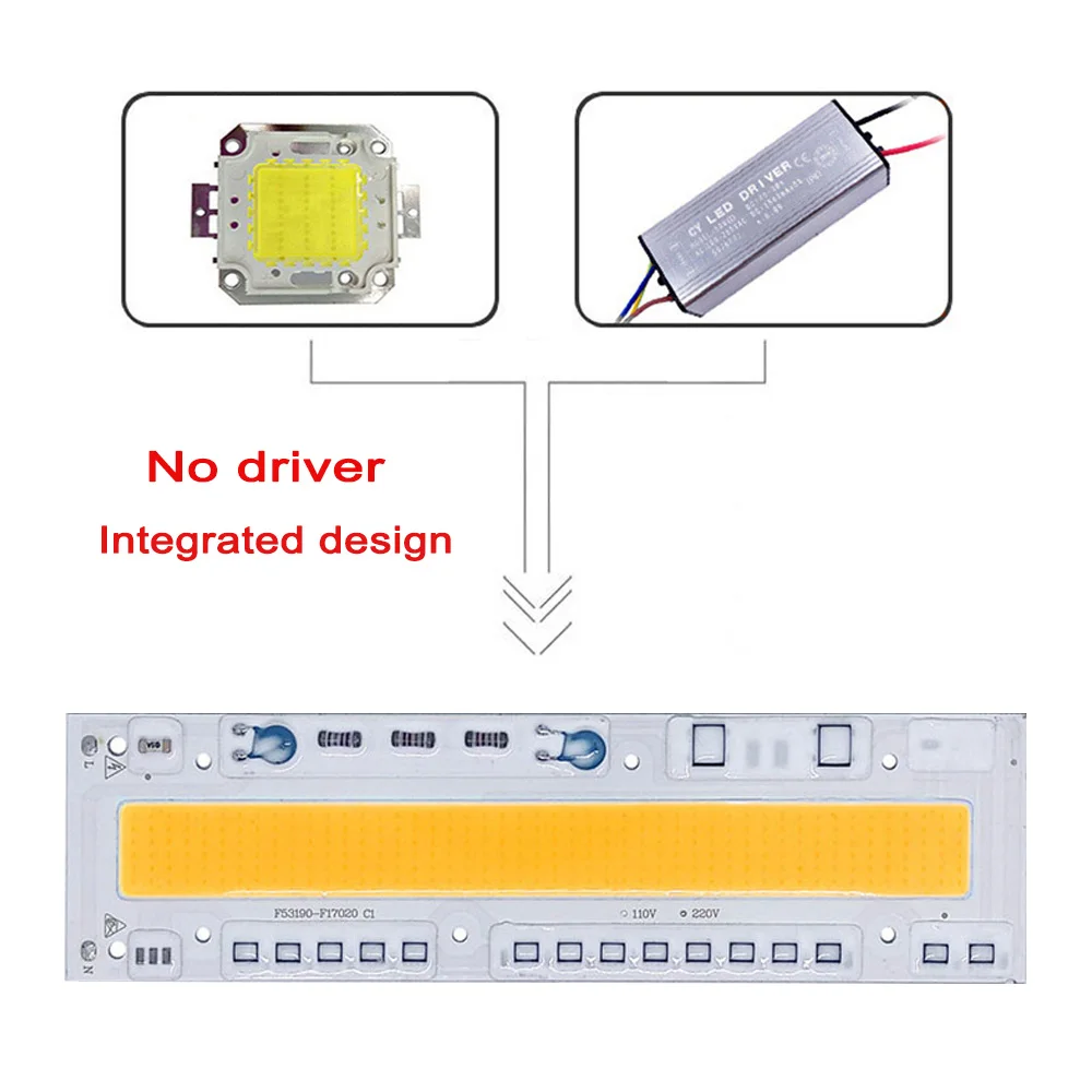5 шт./лот Интеллектуальный IC LED COB чип лампа 30 Вт 50 70 100 120 150 AC110V 220 В Smart подходит для