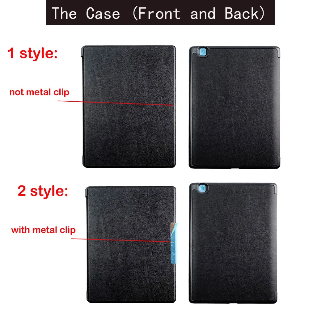 For 6.8 inch Kobo Aura H2O Edition 2 Case, UltraThin Leather Hard Shell Cover for Kobo Model N867 Cases Skin+Screen Film images - 6