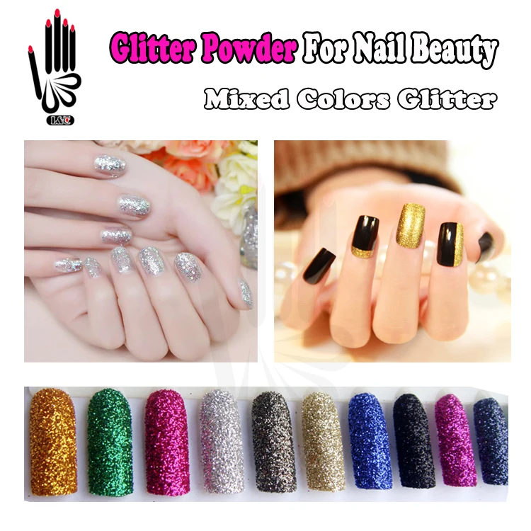 Блеск для ногтей 6 цветов/лот в 1 сумку блестящий порошок смешанный 12 цветов 3D