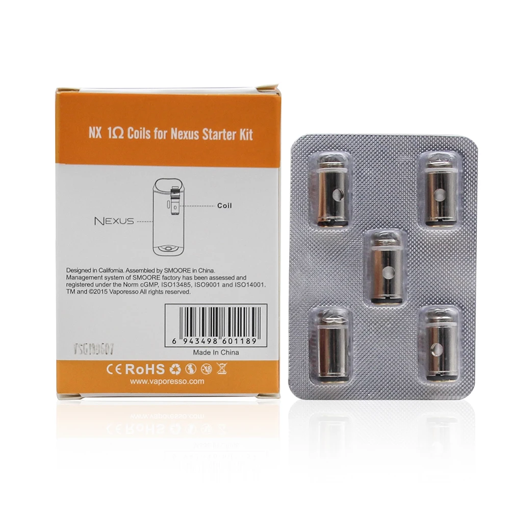 5 шт./лот оригинальная катушка Nexus SS316L из хлопка 1 ом Сменная головка для AIO Pod Kit |