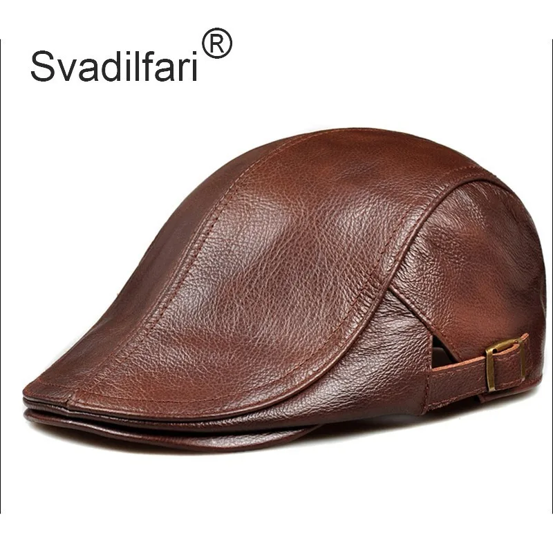 Svadilfari Мужская и женская кепка газетчика из натуральной кожи Кепка в стиле Гэтсби