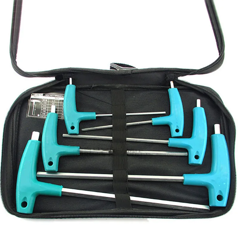 

6pcs/set Allen Hex Key Wrench T Handle Inner Hexagon Wrench 3mm 4mm 5mm 6mm 8mm 10mm S2 Steel Hand Tool Spanner