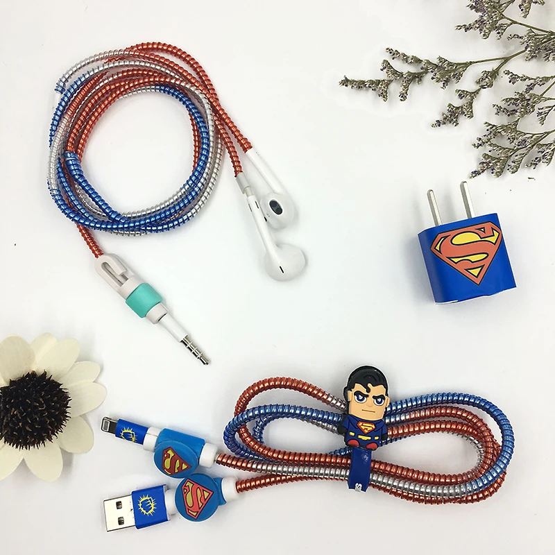 Полезный милый мультяшный USB кабель для защиты Наушников набор с кабелем Стикеры