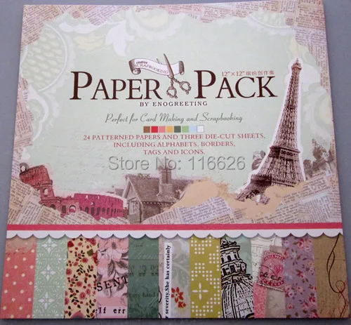 

ENOGREETING delicate cute scrapbooking paper with pre-cutted paper stickers set of 24sheets papercraft kit only small qty