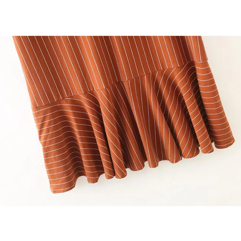 Женское платье в полоску SEDUTMO летнее туника с оборками винтажное вечернее v