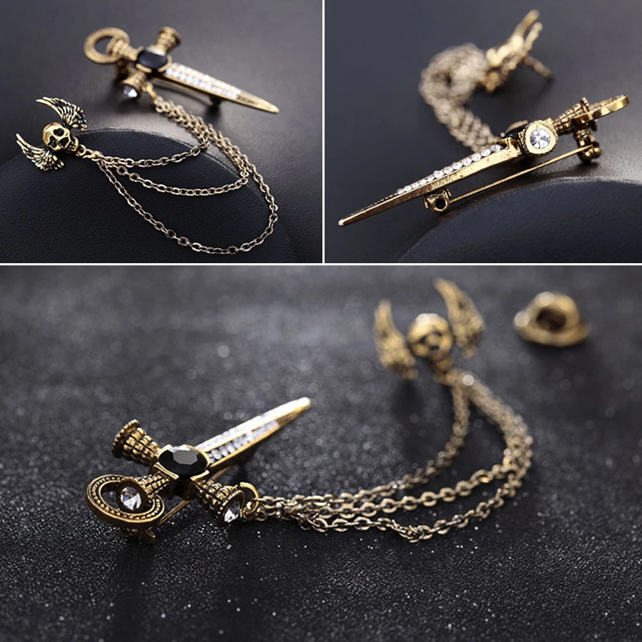 Винтажные Броши shegior в виде черепа и Креста для женщин аксессуары Ретро Бронзовая