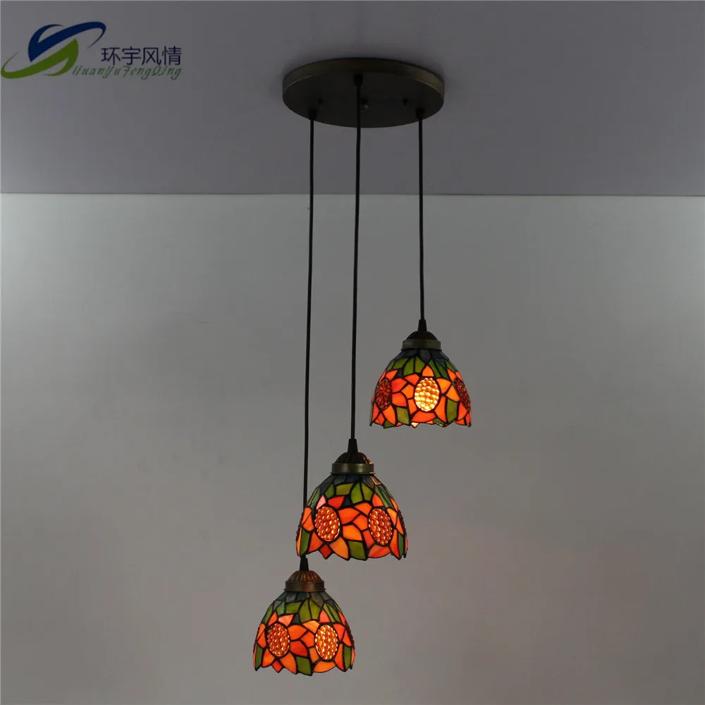 Continental three sunflowers difany lamps living room lights bedroom lamp restaurant cafe pendant free shipping|pendant cords|pendant crystalpendant
