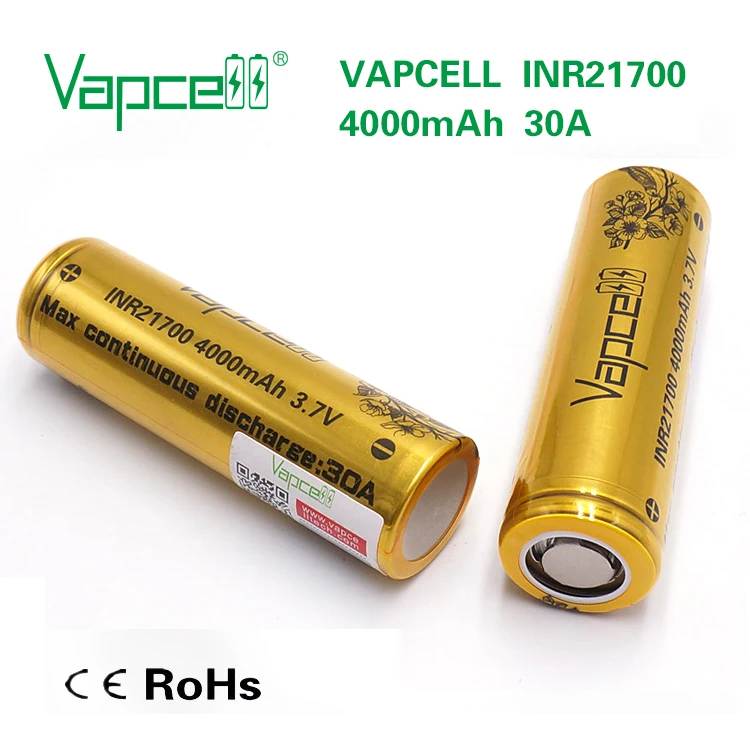 2шт VAPCELL INR21700 21700 батарея 4000mAh литиевая 30A аккумуляторная батарея высокой мощности Электрический инструмент дым E-CIG батарея мод