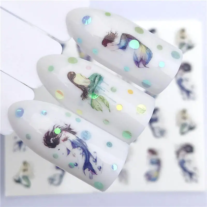 

1 PC Butterfly Mermaid Flower Beauty Water Transfer Stamping Nail Art Tips Nail Decor Manicure Decal