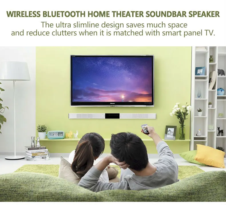 80 ватт Алюминий Беспроводной Bluetooth Звуковая Панель для ТВ супер тонкий 3D звук ТВ Саундбар MaxxBass DSP со встроенным сабвуфером