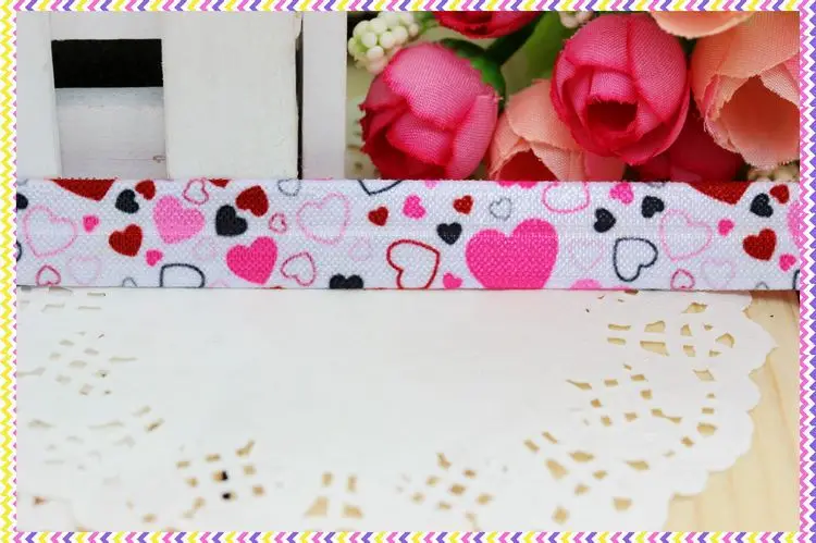 Эластичная Повязка на голову с принтом в виде сердца 5 ярдов 5/8 дюйма|printed foe elastic|foe